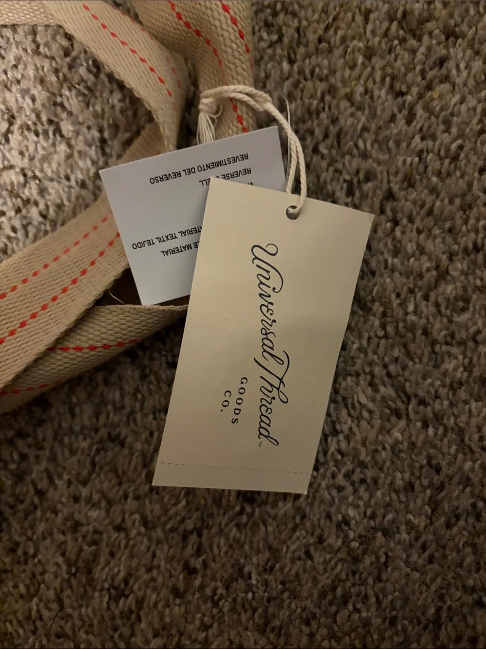Universal Thread Reversible Navy, Red & Beige Striped Canvas Tote